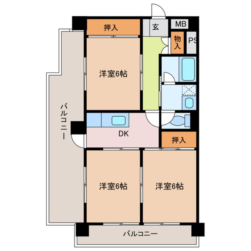 間取図 近鉄湯の山線/近鉄四日市駅 徒歩9分 5階 築39年