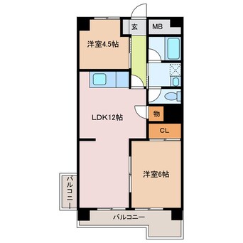 間取図 近鉄湯の山線/近鉄四日市駅 徒歩9分 8階 築39年