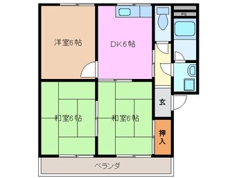 間取図 近鉄湯の山線/伊勢川島駅 徒歩7分 2階 築36年