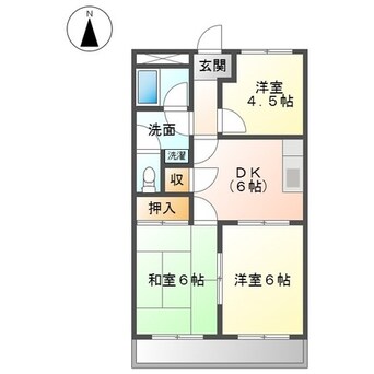 間取図 近鉄名古屋線/北楠駅 徒歩10分 2階 築27年