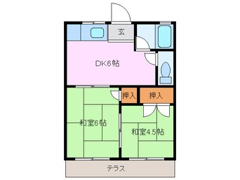 間取図 四日市あすなろう鉄道内部線/追分駅 徒歩8分 1階 築40年