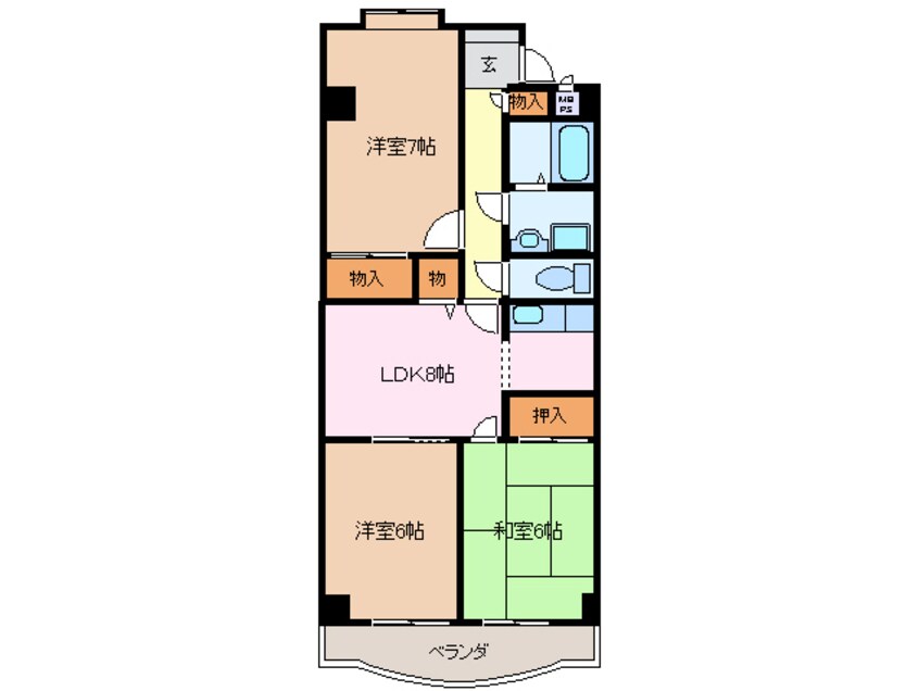 間取図 近鉄名古屋線/新正駅 徒歩8分 3階 築24年