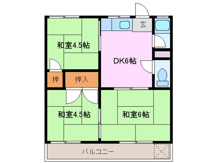 間取図 四日市あすなろう鉄道内部線/泊駅 徒歩13分 2階 築38年