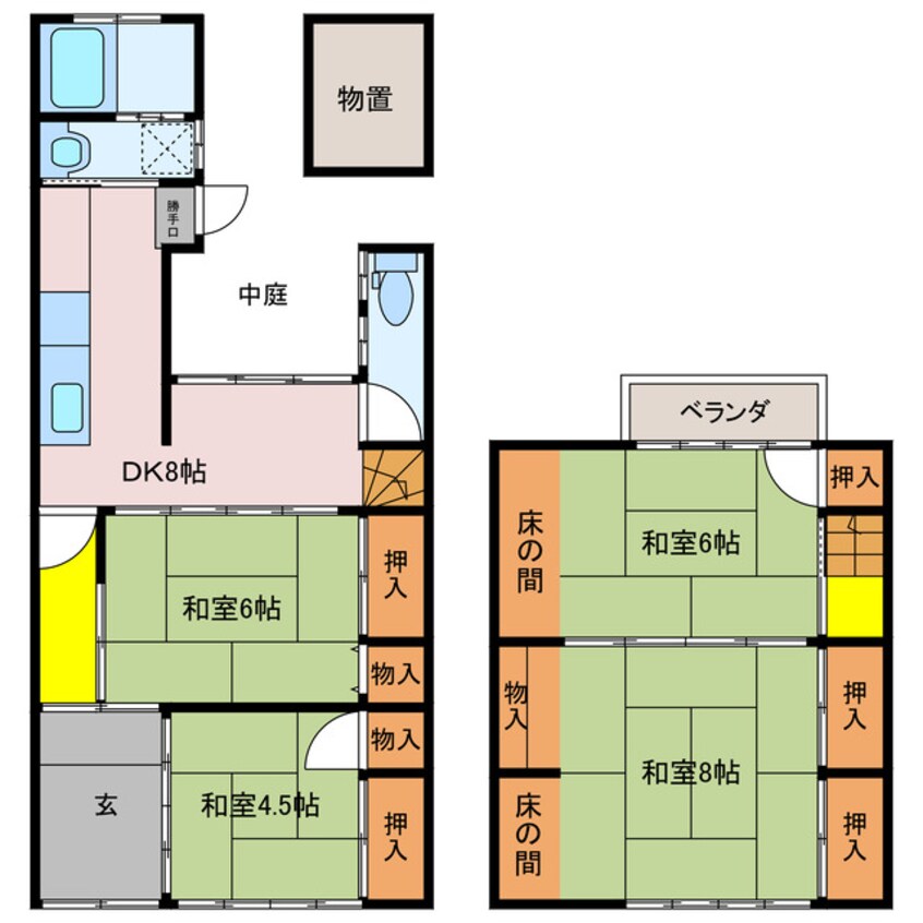 間取図 関西本線（東海）/四日市駅 徒歩15分 1階 築69年