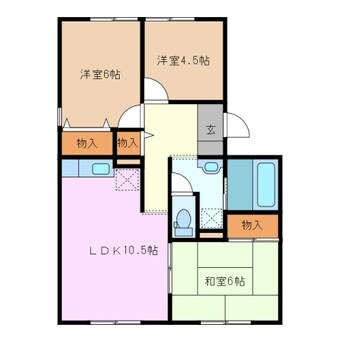 間取図 近鉄湯の山線/中川原駅 徒歩7分 1階 築31年