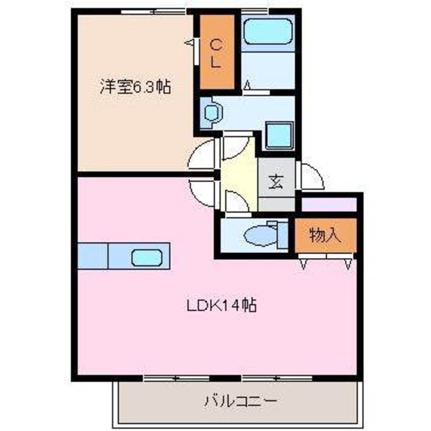 間取図 関西本線（東海）/四日市駅 徒歩9分 1階 築14年