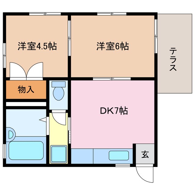 間取り図 近鉄湯の山線/伊勢川島駅 徒歩64分 1階 築28年