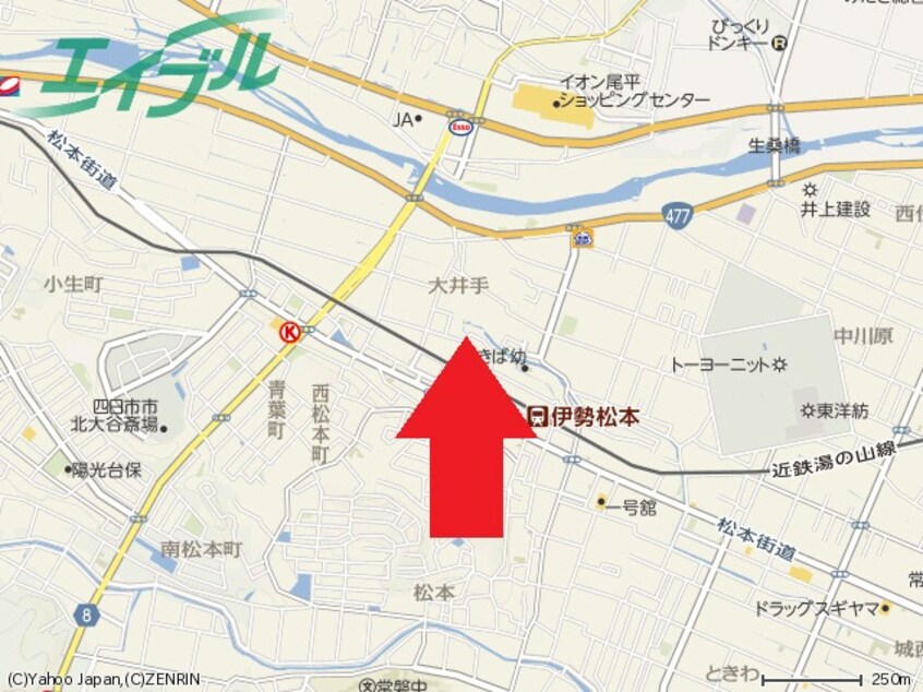 地図 近鉄湯の山線/伊勢松本駅 徒歩5分 2階 築53年