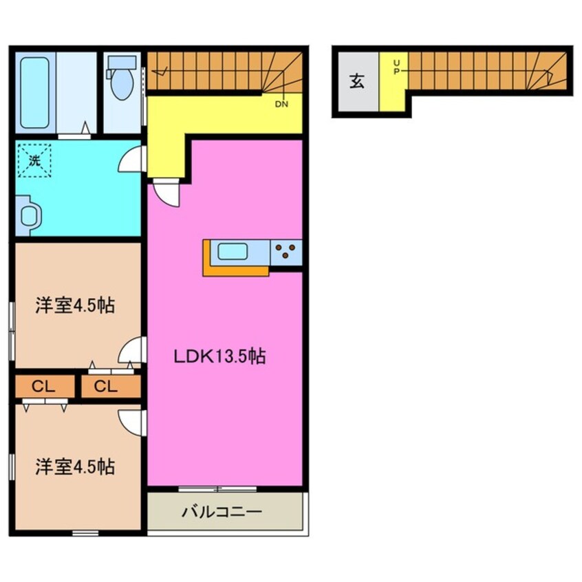 間取図 四日市あすなろう鉄道内部線/追分駅 徒歩12分 2階 築1年