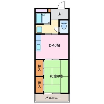 間取図 四日市あすなろう鉄道内部線/あすなろう四日市駅 徒歩7分 3階 築40年