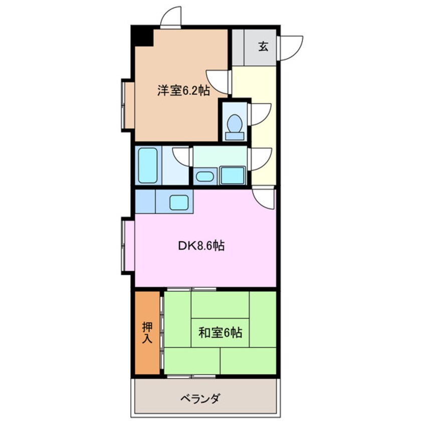 間取図 近鉄湯の山線/中川原駅 徒歩10分 4階 築34年