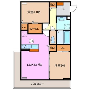 間取図 近鉄湯の山線/中川原駅 徒歩7分 1階 1年未満