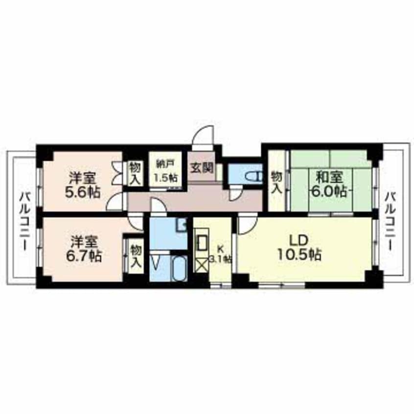 間取図 近鉄名古屋線/近鉄四日市駅 徒歩7分 3階 築31年