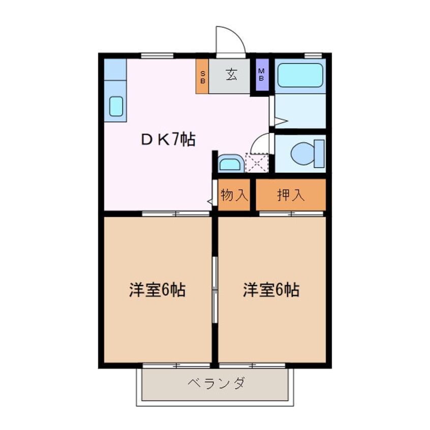 間取図 近鉄名古屋線/楠駅 徒歩5分 2階 築41年