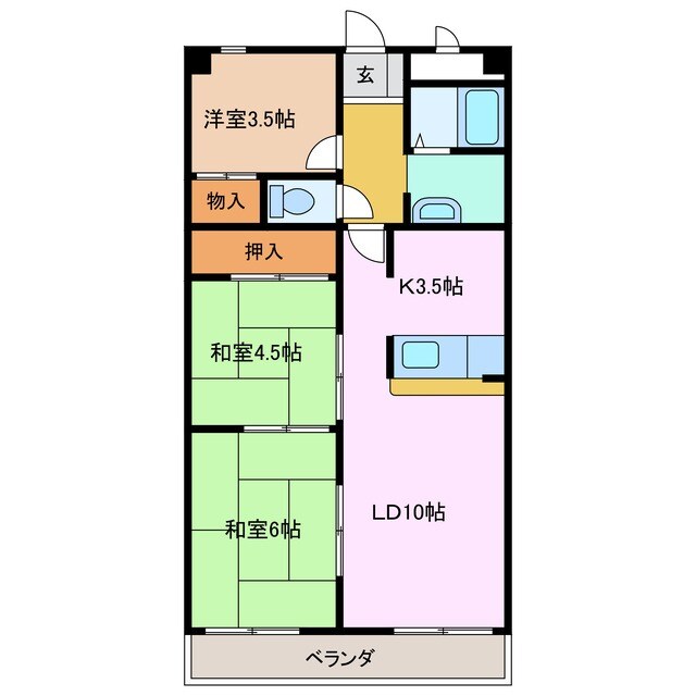 間取り図 近鉄名古屋線/近鉄四日市駅 徒歩5分 7階 築36年