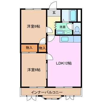 間取図 四日市あすなろう鉄道内部線/赤堀駅 徒歩7分 3階 築38年