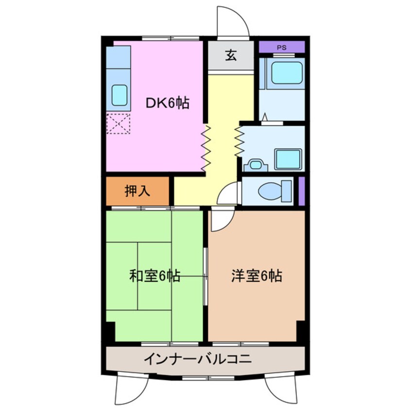 間取図 近鉄湯の山線/中川原駅 徒歩12分 4階 築38年