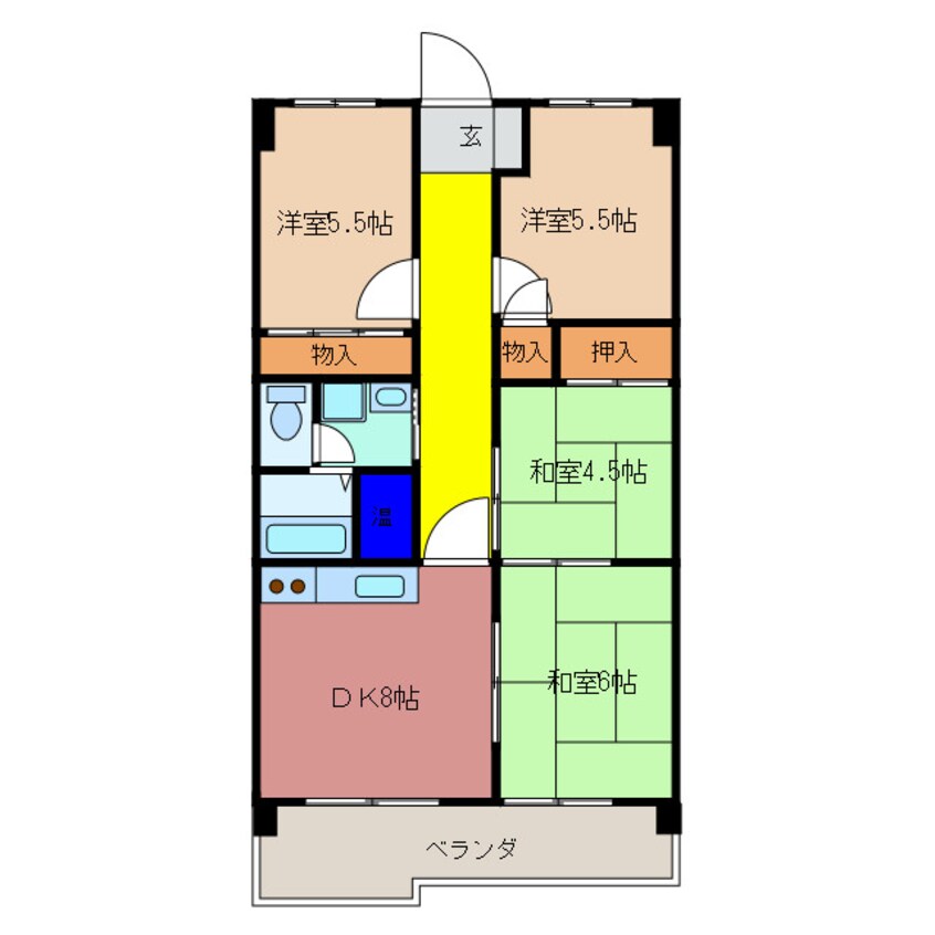 間取図 近鉄名古屋線/近鉄四日市駅 徒歩8分 6階 築32年