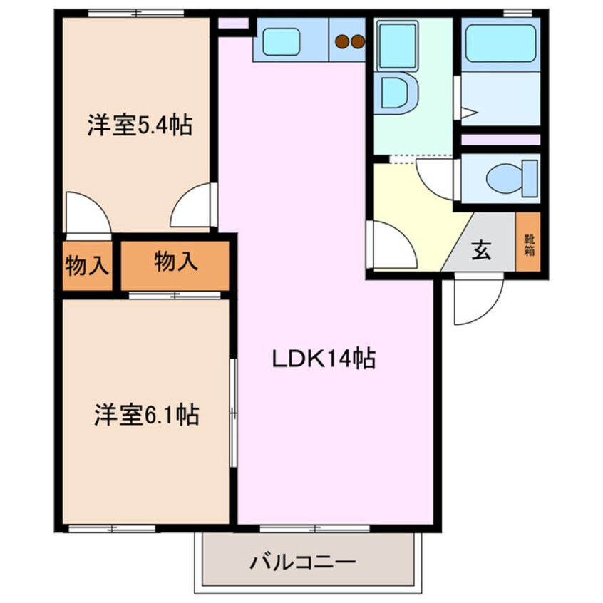 間取図 四日市あすなろう鉄道内部線/赤堀駅 徒歩4分 2階 築31年