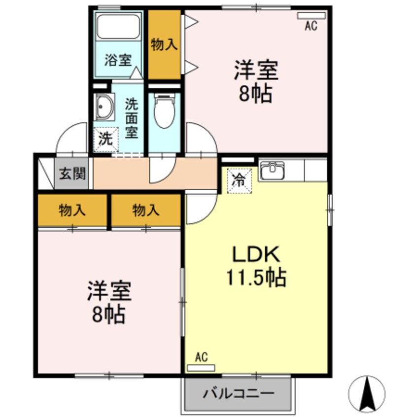 間取図 関西本線（東海）/南四日市駅 徒歩4分 2階 築24年