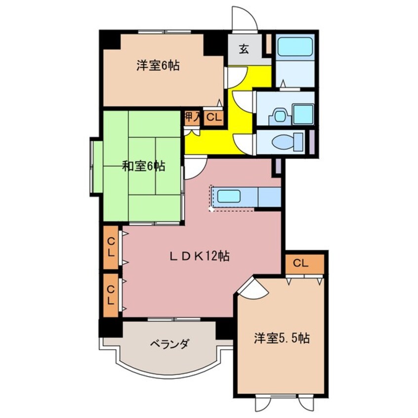 間取図 四日市あすなろう鉄道内部線/赤堀駅 徒歩7分 4階 築22年