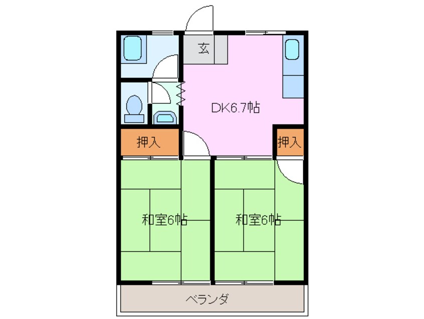 間取図 近鉄湯の山線/近鉄四日市駅 徒歩13分 3階 築47年