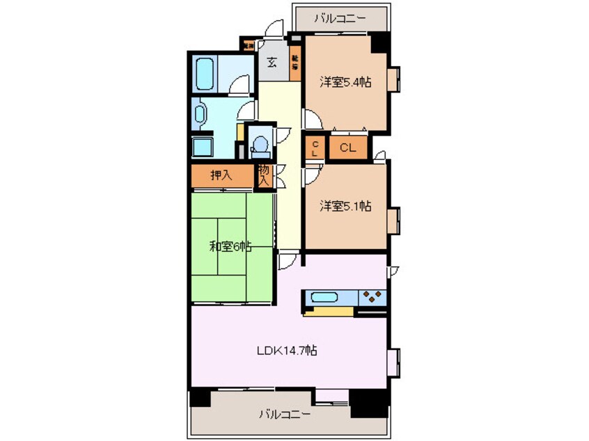 間取図 近鉄湯の山線/近鉄四日市駅 徒歩10分 1階 築28年