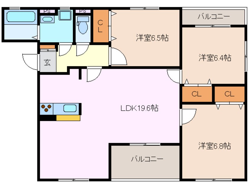 間取図 近鉄湯の山線/伊勢松本駅 徒歩8分 3階 築10年