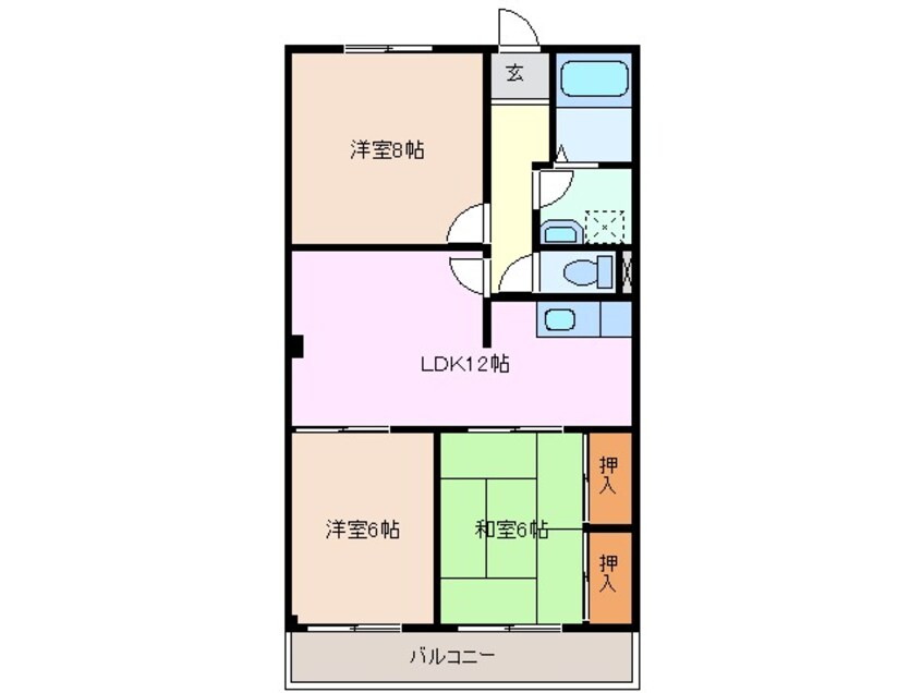 間取図 近鉄湯の山線/伊勢松本駅 徒歩8分 4階 築29年