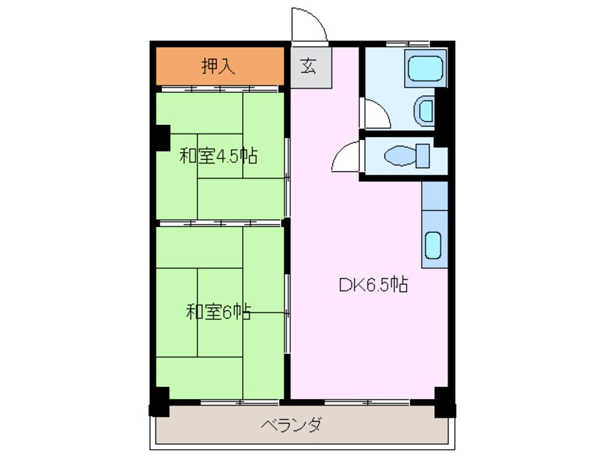 間取図 近鉄湯の山線/近鉄四日市駅 徒歩7分 5階 築49年