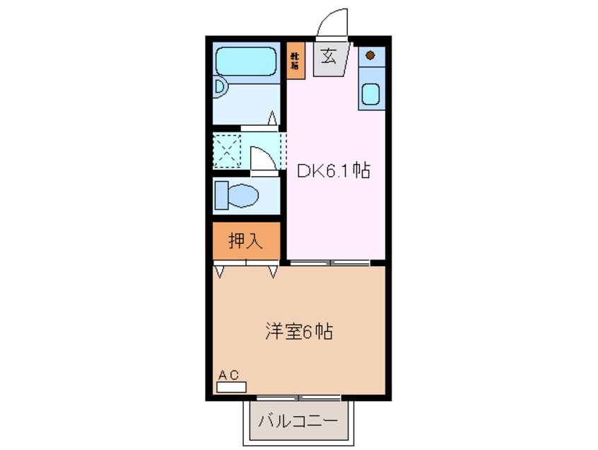 間取図 四日市あすなろう鉄道内部線/日永駅 徒歩7分 1階 築30年