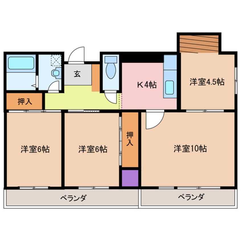 間取図 近鉄名古屋線/近鉄四日市駅 徒歩7分 9階 築36年