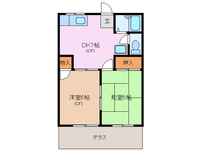 間取図 近鉄湯の山線/中川原駅 徒歩13分 2階 築34年