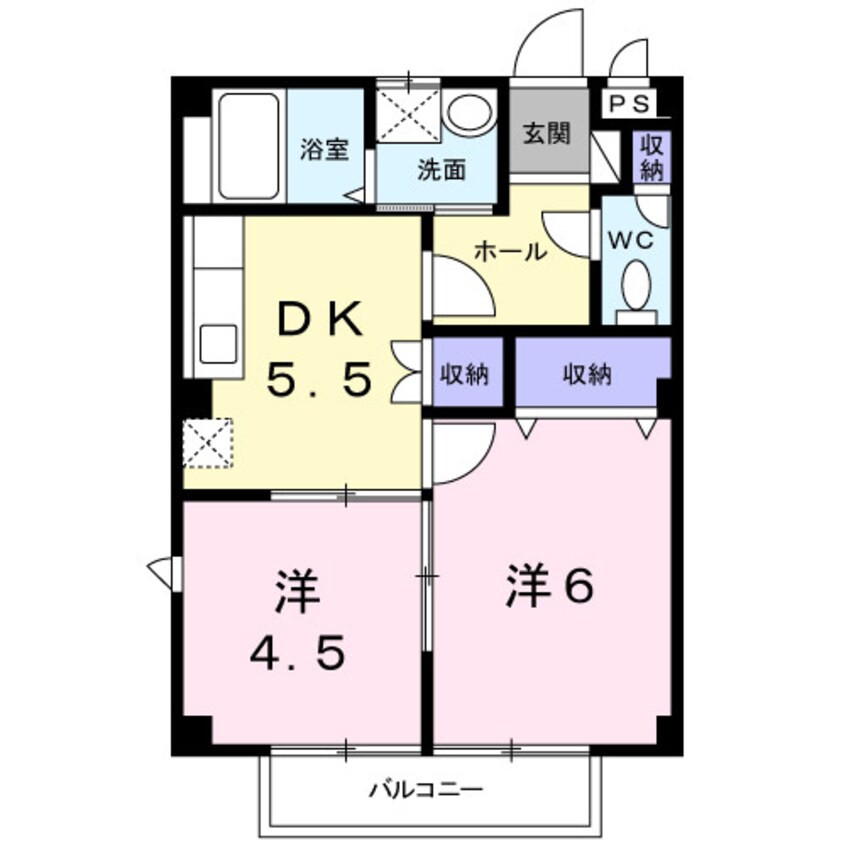 間取図 四日市あすなろう鉄道内部線/追分駅 徒歩9分 2階 築27年