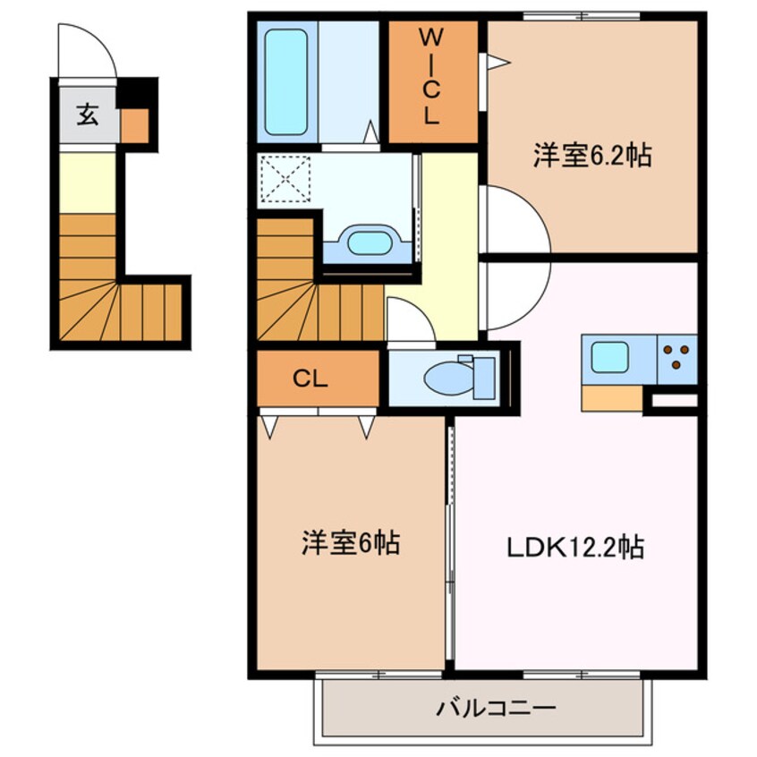 間取図 四日市あすなろう鉄道内部線/日永駅 徒歩5分 2階 1年未満