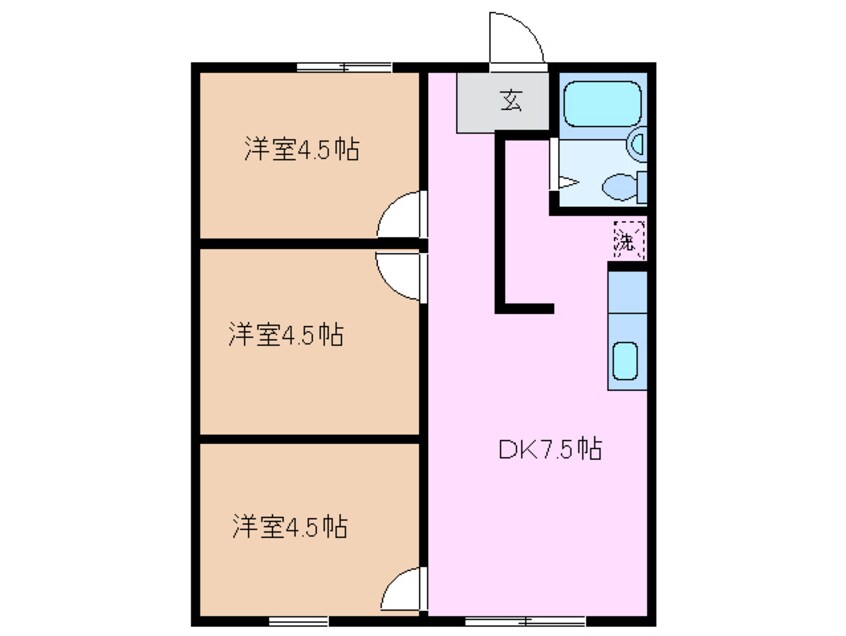 間取図 近鉄名古屋線/新正駅 徒歩8分 1階 築33年