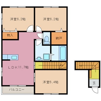 間取図 近鉄湯の山線/伊勢松本駅 徒歩29分 2階 築13年