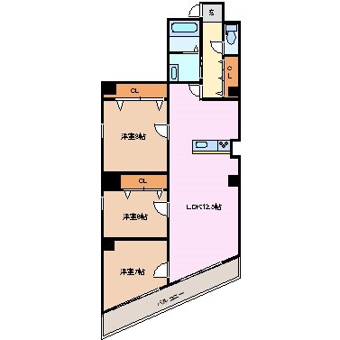 間取り図 近鉄名古屋線/近鉄四日市駅 徒歩3分 7階 築42年