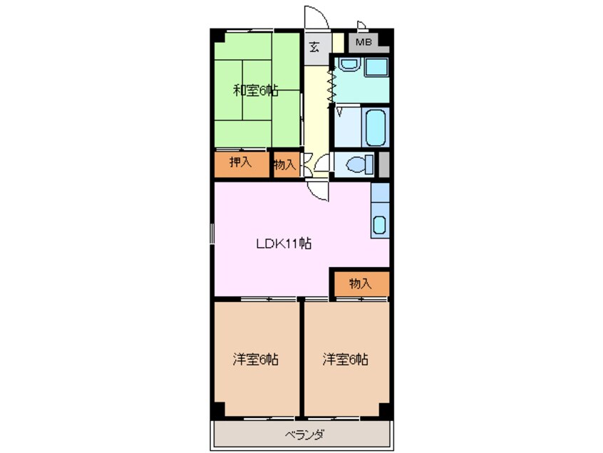 間取図 近鉄湯の山線/中川原駅 徒歩12分 4階 築38年