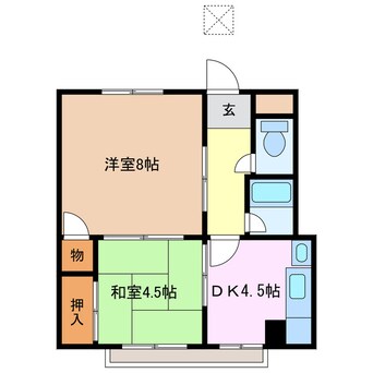 間取図 近鉄湯の山線/近鉄四日市駅 徒歩10分 6階 築36年