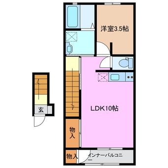 間取図 近鉄湯の山線/伊勢川島駅 徒歩10分 2階 1年未満