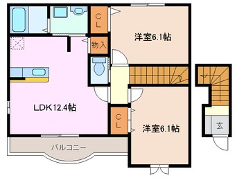 間取図 四日市あすなろう鉄道内部線/南日永駅 徒歩9分 2階 築19年