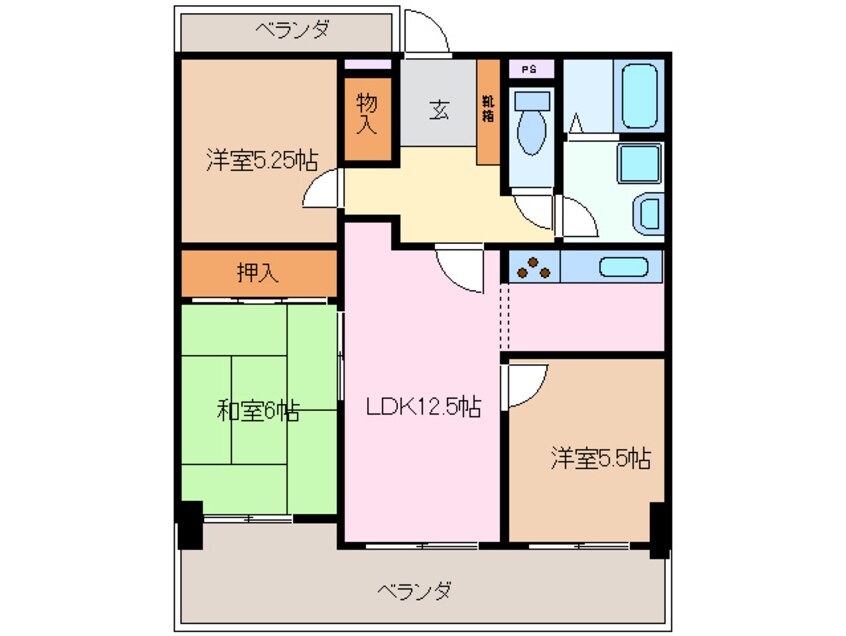 間取図 近鉄湯の山線/近鉄四日市駅 徒歩13分 1階 築33年