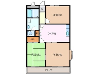 間取図 四日市あすなろう鉄道内部線/南日永駅 徒歩9分 2階 築29年