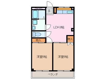 間取図 四日市あすなろう鉄道内部線/赤堀駅 徒歩7分 2階 築31年