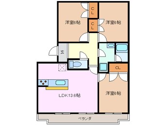 間取図 近鉄湯の山線/伊勢松本駅 徒歩14分 3階 築30年