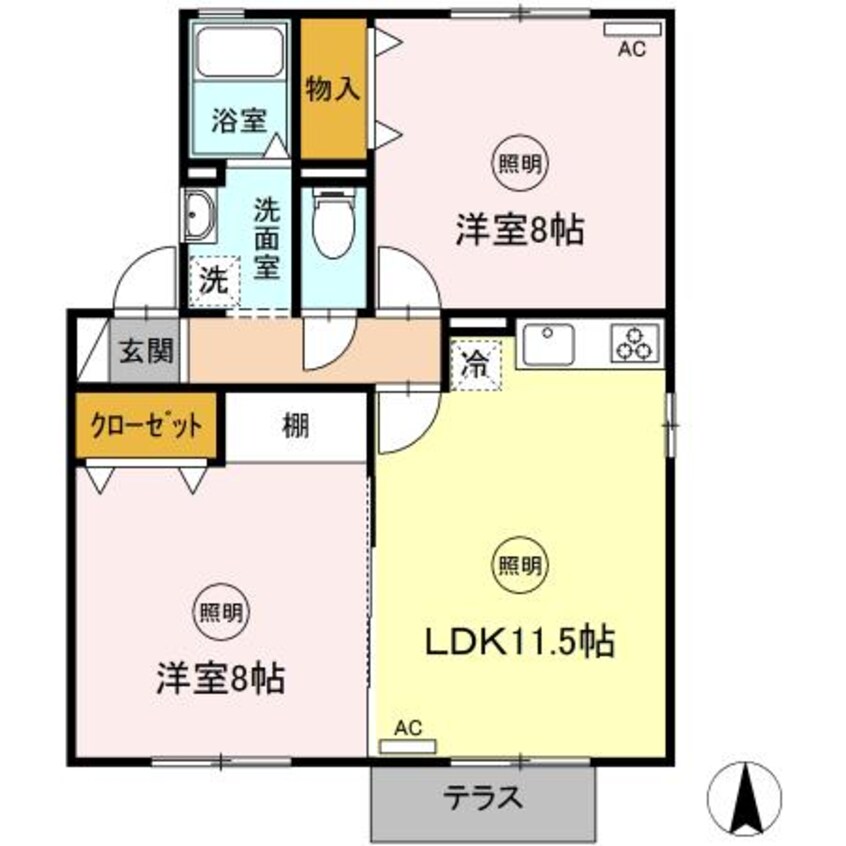 間取図 関西本線（東海）/南四日市駅 徒歩4分 1階 築24年