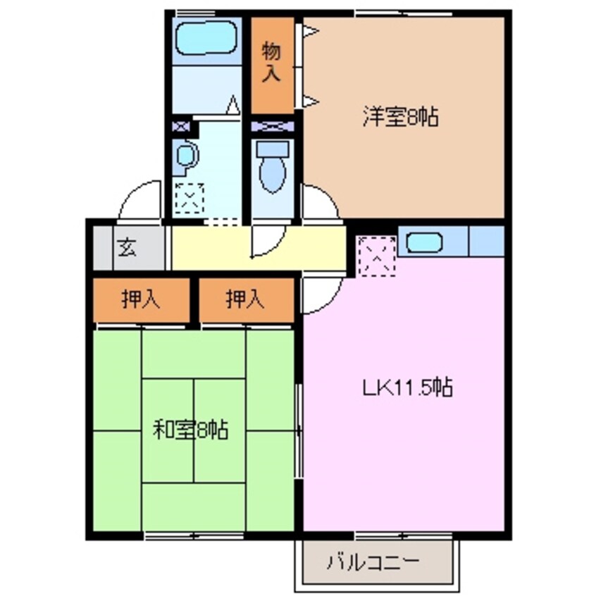 間取図 関西本線（東海）/南四日市駅 徒歩4分 2階 築24年