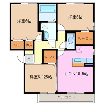 間取図 近鉄湯の山線/伊勢松本駅 徒歩10分 2階 築12年