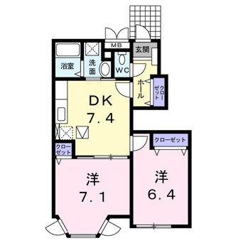 間取図 四日市あすなろう鉄道内部線/赤堀駅 徒歩8分 1階 築18年